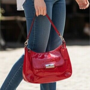 Coach Kristin Patent Leather Hobo bag # F1929  Red Rassberry Women's Purse